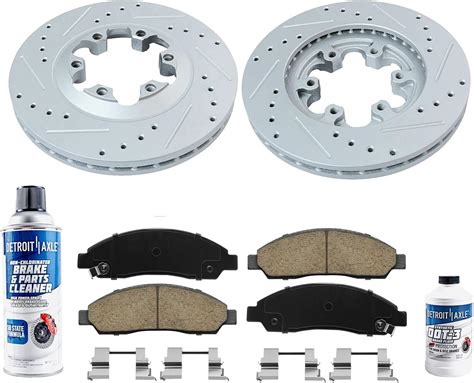 detroit axle brake pads|4pc Front Disc Rotors and Ceramic Brake Pads Kit .